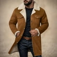 thumbnail image 2 of ZTKWD Mens Western Cowboy Jacket Long Trench Coats Vintage Jacket Plush Collar Zip Up Cowboy Peacoat Retro Tops, 2 of 6