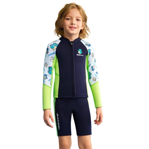 GKV Kids’ 1.5mm Thermal Two-Piece Long Sleeve Short Leg Wetsuit – Dive Suit for Snorkeling, Swimming & Surfing