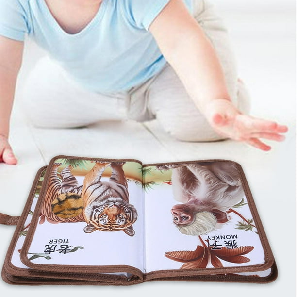 Libros arrugados para bebé, libros para bebé, juguete de iluminación de 6 a 18 meses, no se pueden rasgar, libros táctiles de animales, marionetas de