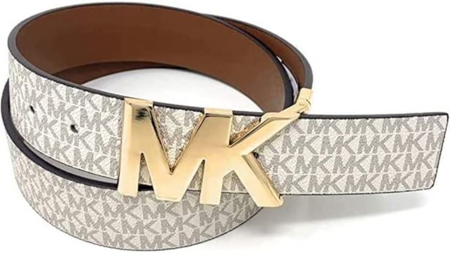 Michael Kors Women Reversible Buckle Belt 558390 558390-200-L (Vanilla,  Large) MK Signature 