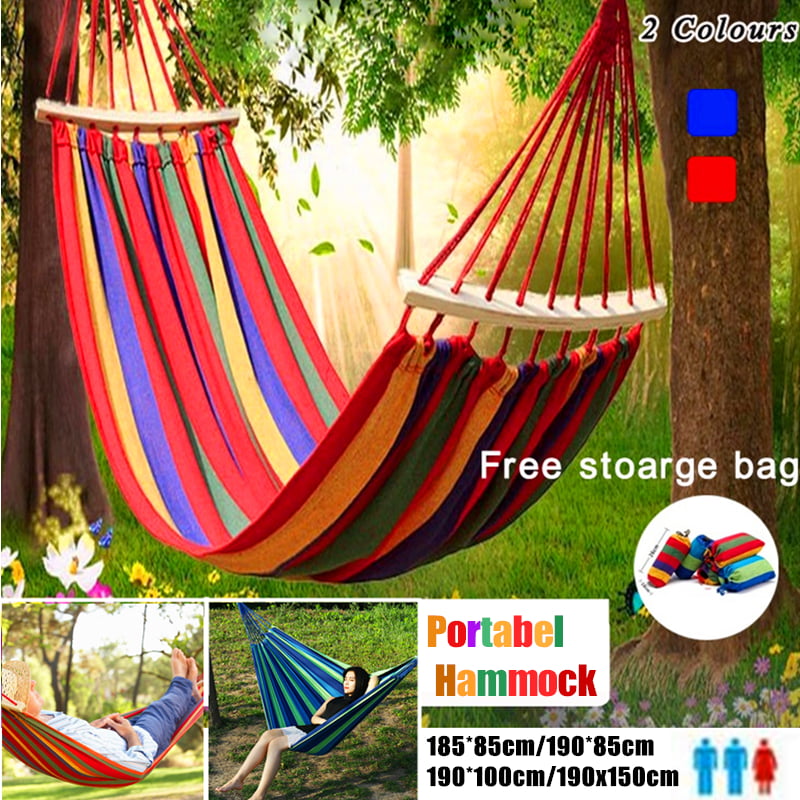 Premium Garden Hammock Lightweight Hang Bed Canvas Outdoor Camping Travel Swing 