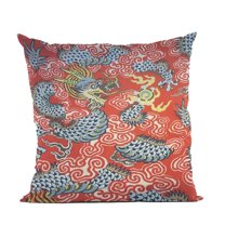 Plutus Brands Red Blue Dragon's Fury Animal Luxury Throw Pillow
