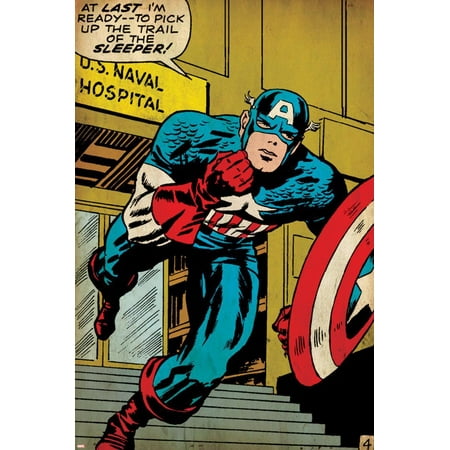 Marvel Comics Retro: Captain America Comic Panel, U.S. naval Hospital (aged) Print Wall