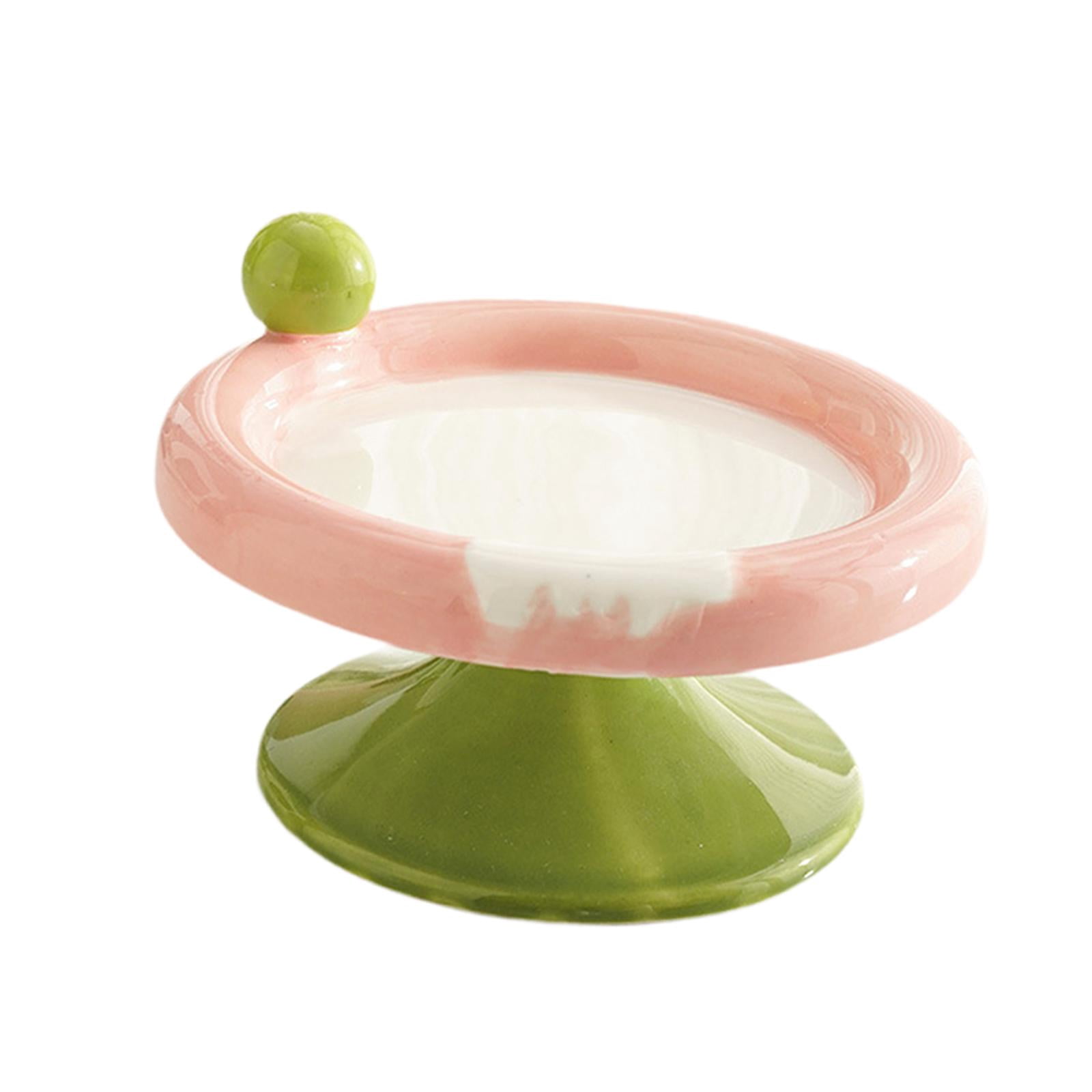 Serenable Ceramic Raised Cat Bowl Elevated Food Water Bowl small red green