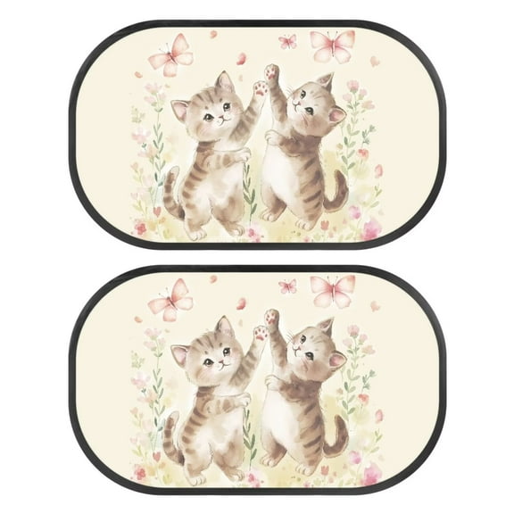 JOAIFO Car Window Shades for Kids, Cute Cat Sunshade for Car Side Window, 2 Pcs Universal Sun Glare and UV Rays Protection for Your Child, Sun Visor for Car, SUV, Sedan, Van, Truck