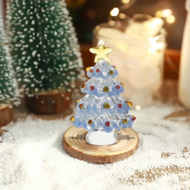 Adornos navideños, mini adornos de cristal para árbol de Navidad, pequeño árbol de Navidad de cristal, miniaturas navideñas de invierno para manualidades, decoración para fiestas navideñas, mini árbol