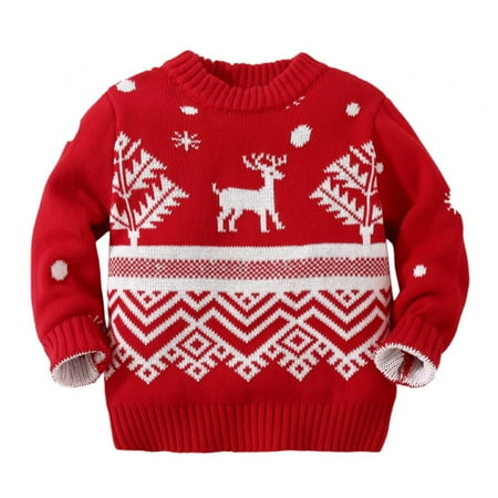 

Baby Boys Girls Knit Sweater Toddler Christmas Sweater Shirt Kids Casual Cotton Pullover Winter Clothes 1-6 Years
