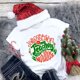 thumbnail image 2 of Camiseta con estampado de letras navideñas divertidas para mujer Pompotops  hfajkhk123617, 2 of 9