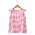 thumbnail image 6 of YUGYXL Womens Gingham Crop Tank Tops Spring Summer Sleeveless Vest Top ZA Pink XL, 6 of 9