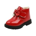 thumbnail image 1 of HBFAGFB Chaussures en Cuir pour Filles à la Mode Automne Hiver Semelle Épaisse Antidérapantes Bottes de Neige Rouges Taille 34, 1 of 6