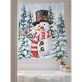 thumbnail image 3 of Christmas Red Snowman Sheer Curtains 63 Inch Long 2 Panels, Winter Snow Scene Pine Tree Forest Bird Light Filtering Rod Pocket Semi Sheer Curtains, Sheer Voile Drapes for Living Room Bedroom, 52"x63", 3 of 5