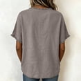 thumbnail image 4 of IYYVV Summer Linen Tops for Women 2026 Crew Neck Short Sleeve Shirts Casual Solid T-Shirts Lightweight Loose Blouse Khaki 2XL, 4 of 4