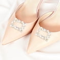 thumbnail image 2 of Unique Bargains 2 Pcs Shoe Accessories Fashionable Pearl Square Clasp Pin Back Style Shoe Decorations Gold Tone, 2 of 6