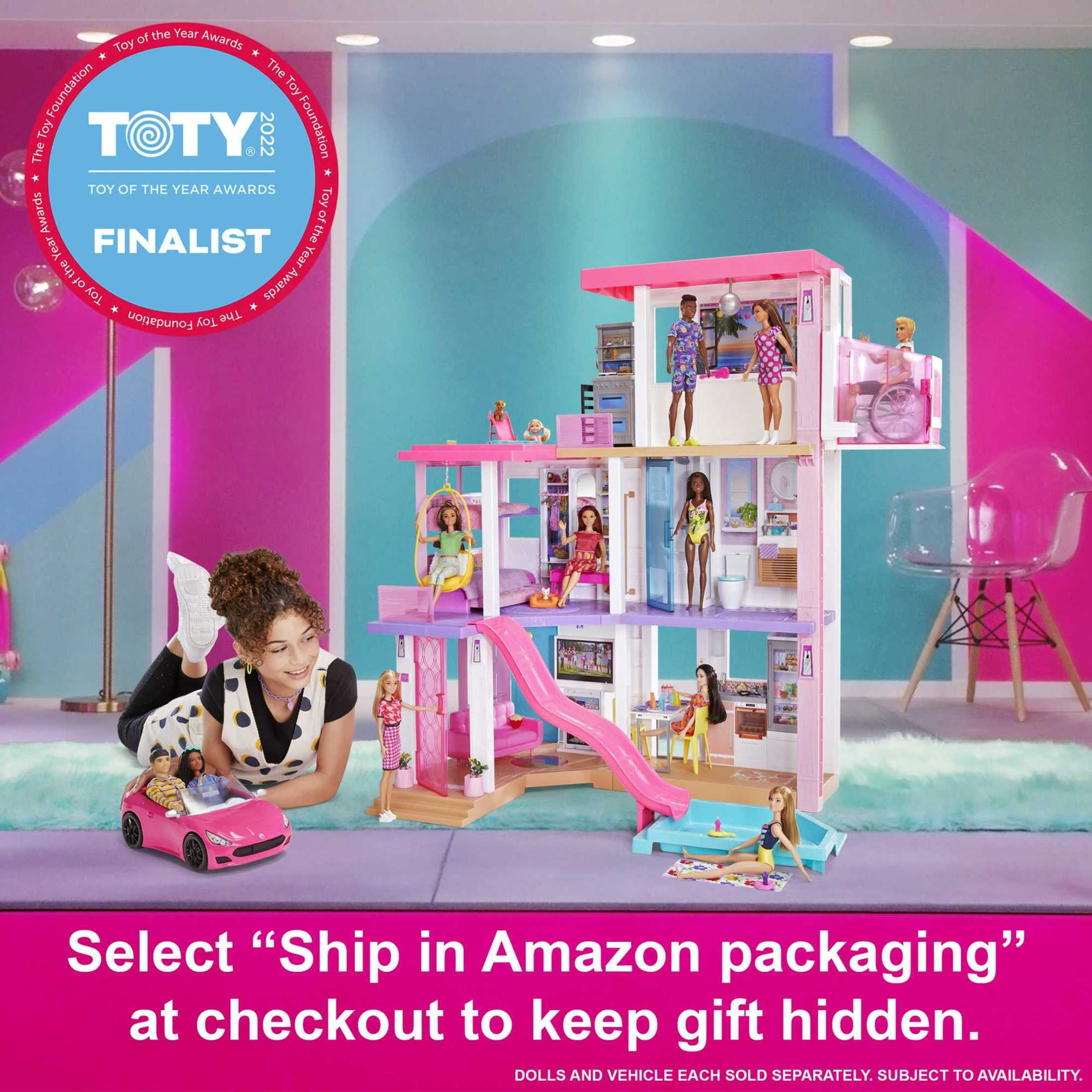 Barbie s DreamHouse Dollhouse Set with 10 Play Areas 75 Accessories Lights Sounds Walmart