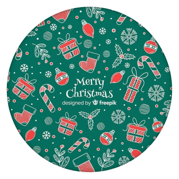 52-Inch Round Holiday Feast Tablecover, Features Elastic Hem and Traditional Christmas Patterns for Decor