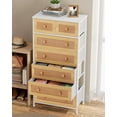 thumbnail image 5 of Crestlive Products Rattan Dresser Tall Storage Tower, Chests of Drawers, Easy Pull Fabric Bins, Wood Handles - Organizer Unit for Bedroom, Entryway, Closets - 7 Natural Drawers, White Top & Frame, 5 of 8