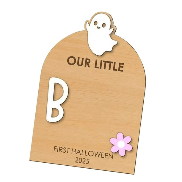 Placa decorativa con la huella del pie del bebé en su primer Halloween (DIY) Demonio