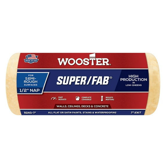 12 Pack of 7″ x 1/2″ Nap Wooster Brush Company R240 Super/Fab High Capacity Roller Cover