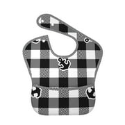 Bingfone Mess-Proof Baby Bib - Waterproof Bib For Baby Boy Or Girl With Food Catcher Pocket, Unisex-Anchor Black Tartan Plaid