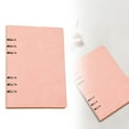 thumbnail image 2 of 6 Ring Binder Cover, A5 Leather Notebook Binder Mini Refillable Loose Leaf Personal Planner with 80 Sheets Paper, Pink, 2 of 5