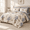 Floral Light-khaki-Queen-7pieces, variant on Botanical 02 California King-7pieces Green Leaves Print Microfiber Bed-in-a-Bag Bedding Set
