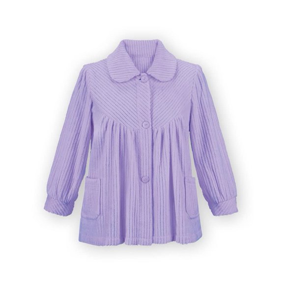 Colecciones de camisones, etc., forro polar suave con botones, lavanda