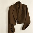 thumbnail image 5 of YSUEJPF Women's Cropped Casual Blazer Notch Collared Button Down Open Front Suit Long Sleeve Business Jacket, 5 of 5