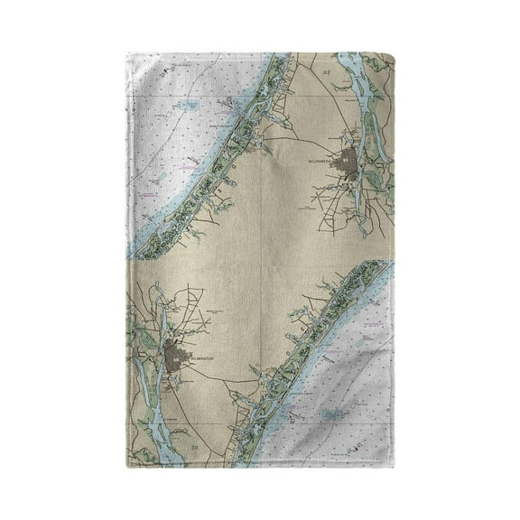 Betsy Drake Wilmington - Wrightsville Beach, NC Nautical Map Kitchen Towel