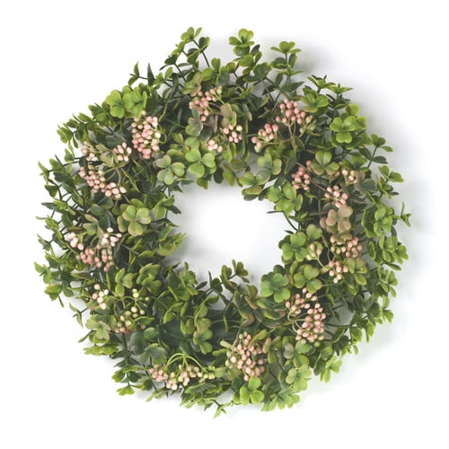 Boston International Celina Pink Posey Faux Foliage 11 Inch Wreath
