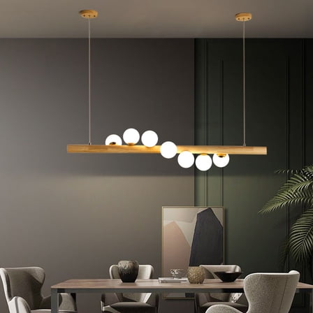 110V 5W Modern 7 Head Modern Linear Glass Bubble Chandelier Pendant Ceiling Light Island Lamp 47.24*1.97in for Lighting and Decorating Restaurants, Attics, Foyers, Basements