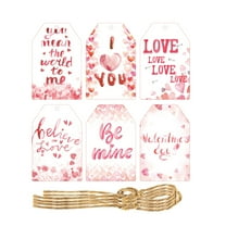 Valentine's Day Gift Props Set, 60Pcs Heart-Shaped Decorative Gift Tags With 6 Unique Love Designs, 60Pcs Twine Ropes For Romantic Gifting & Party Decor, Valentine's Day Party