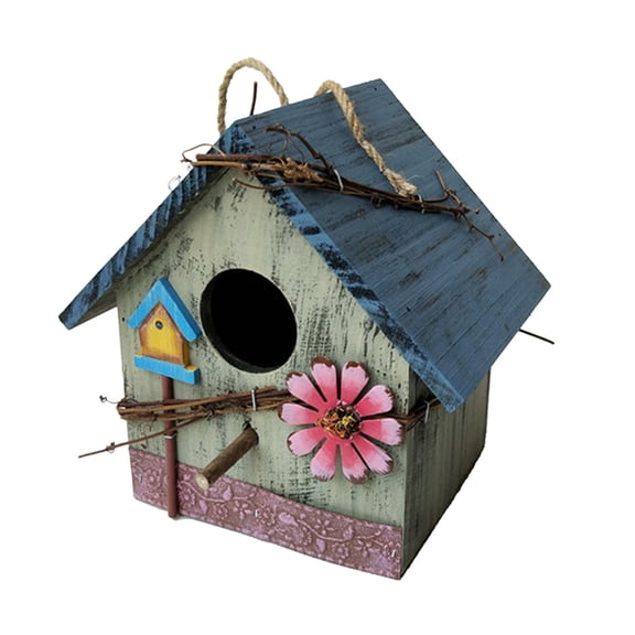 YWMJZEU Decorative Bird House Hanging BirdHouse W/ Jute Cord Outdoor Pastoral Courtyard Light Green