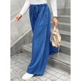 thumbnail image 4 of Women's Wide Leg Baggy Jeans Plus Size Loose Elastic Waist Denim Pants With Deep Pockets Light Blue, 4 of 5