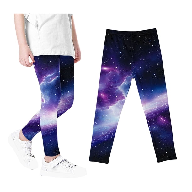 Odeerbi 3-12 Años Leggings Niñas Estampado Cielo Estrellado Mallas Elásticas Pantalones Cintura Alta Starlit Panty Suave