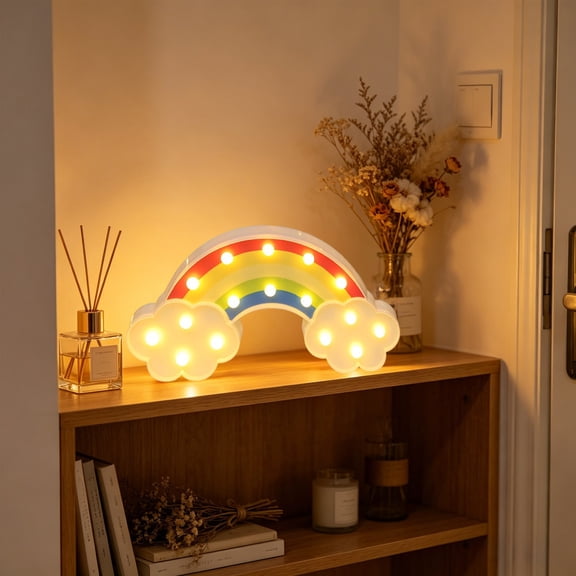 Colorful Cloud LED Marquee Light, Battery Operated Wall Night Light, Smiley Cloud Design, Eye-catching Spectrum Effect, Safe Soft Lighting for Kids Bedroom Nursery Daily Party Decor
