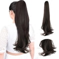 thumbnail image 3 of XIAQUJ Extensions de Cheveux à Clip Noir 45CM Queue de Cheval Longue Cheveux Raides Extension de Cheveux Aspect Naturel Postiche Synthétique pour Femmes Noir, 3 of 4