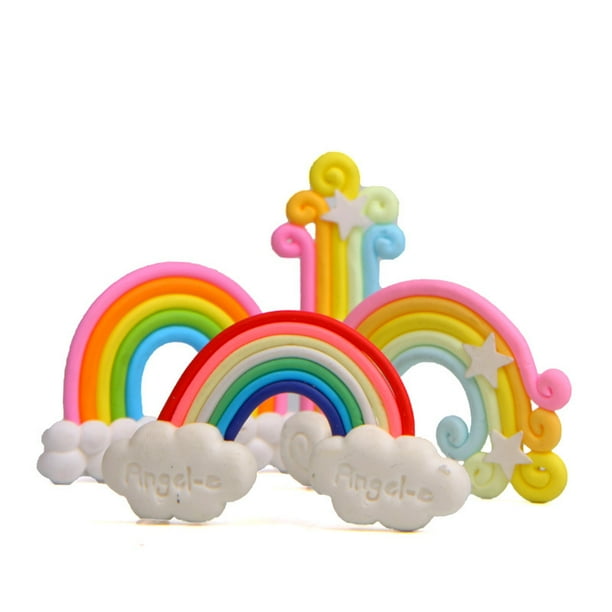 Set de adornos para decoración de jardín, arcilla polimérica con forma de nube arcoíris