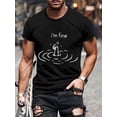 thumbnail image 1 of Camiseta gráfica informal para hombre: algodón suave, cuello redondo, manga corta, opaca, lavable a máquina. Estampado exclusivo "I'm Fine" en tejido elástico, ideal para verano y actividades al aire, 1 of 5