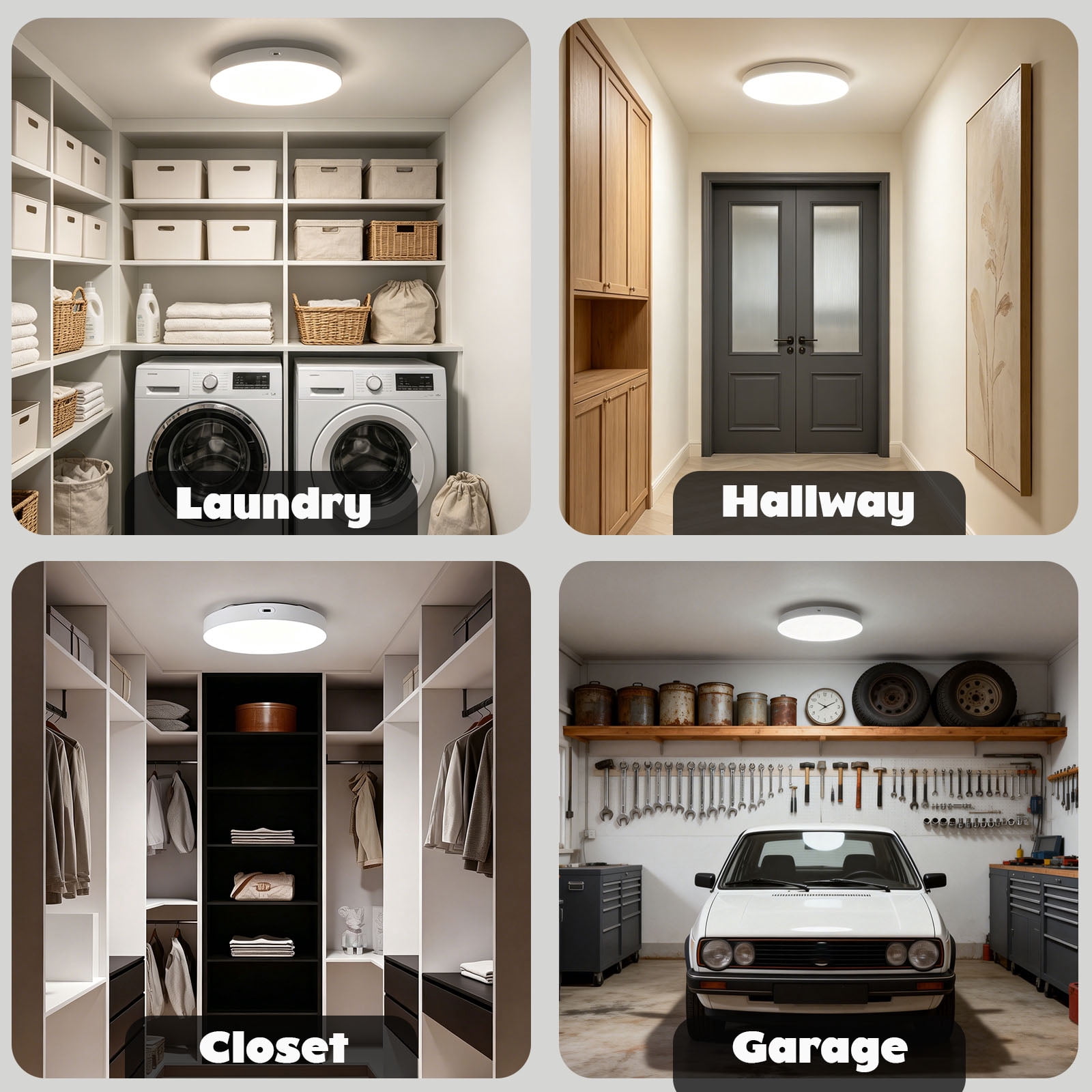 Rechargeable Microwave Motion Sensor Ceiling Light with Remote, Dusk to Dawn, 5m/360° Range, Dimmable Wireless Wall Lights for Living Room, Bedroom, Kitchen, Hallway, Garage