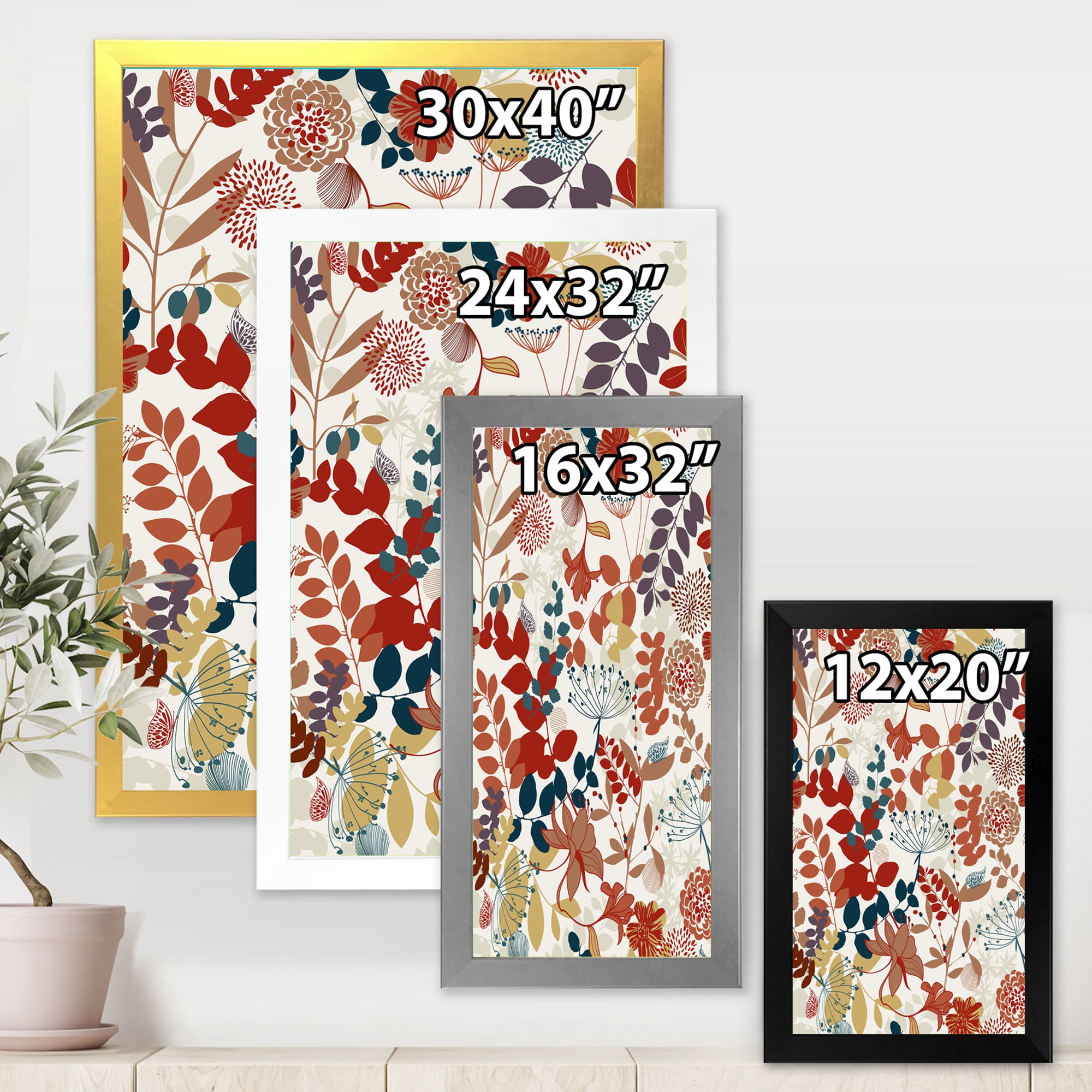 Designart 'Botanical Retro Garden' Bohemian & Eclectic Framed Art Print