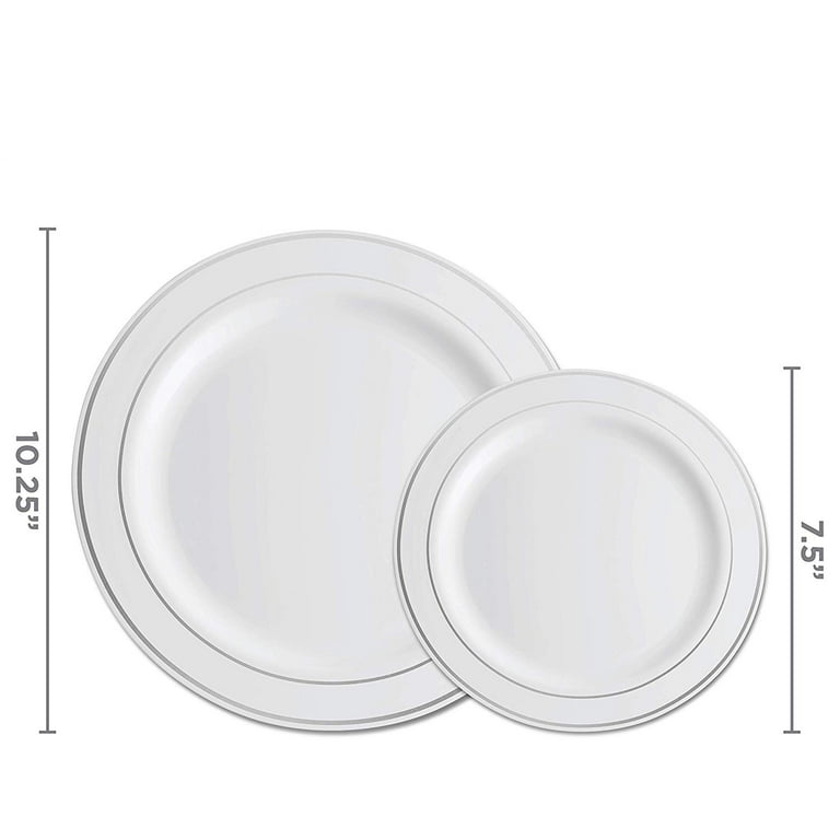 Kirkland Signature Elegant Plastic Plates Premium Heavy Weight Size (  7.5/10.25) 50Count