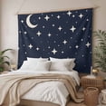 thumbnail image 3 of Modern Navy Blue Tapestry for Bedroom Wall Hanging Tapestry, Japanese Style Moon Stars Minimalism Ceiling Backdrop Tapestries Poster Blanket Wall Decor for Teens Room Living Room Dorm 59" x 79", 3 of 8