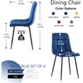thumbnail image 5 of NORDICANA Navy Blue Velvet Dinner Chairs Set of 4, Modern Armless Biscuit Tufted Dining Side Chairs with Metal Legs for Kitchen Living Room Vanity, 5 of 8