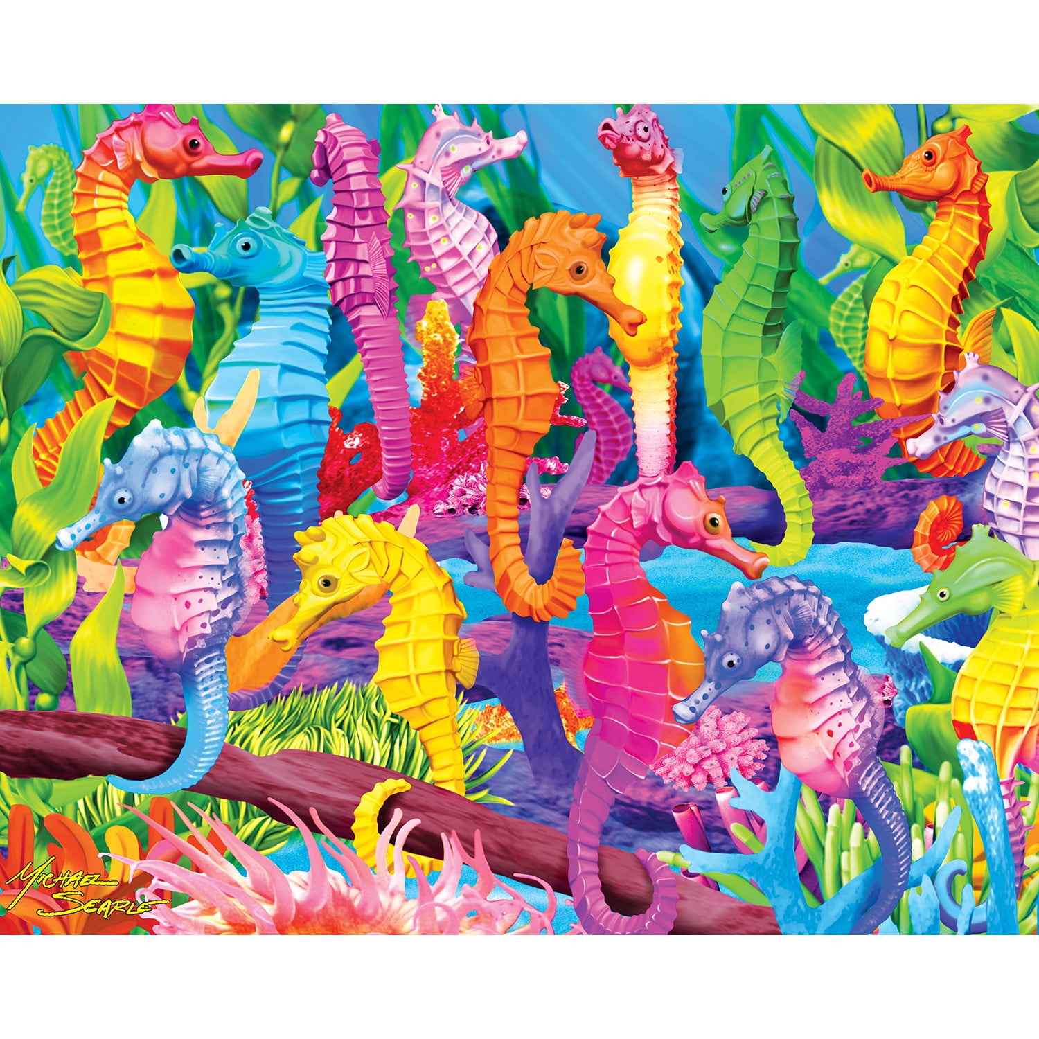 MasterPieces Glow in the Dark 100 Piece Jigsaw Puzzle Set - Blue 4-Pack for Kids