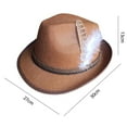 thumbnail image 6 of Callipe Men Fedora Retro Jazz Hat Feather And Rope Decor Curved Edge Solid Color Oktoberfest Party Festivals Holiday Bowler Cap, 6 of 8