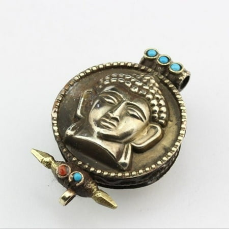 - Big Tibetan 5 Turquoise Red Coral Lord Sakyamuni Ghau Prayer Box Amulet Pendant