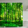 thumbnail image 1 of Un juego (madera verde) con 12 ganchos Cortina de ducha Impresión digital 3D de paisaje Cortinas de ducha impermeables resistentes al moho lavables, cortinas de baño de tela de poliéster verde, 1 of 5