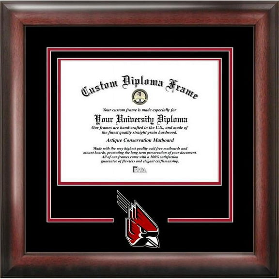 Campus Images IN985SD-1714 17 x 14 in. Ball State University Cardinals Spirit Diploma Frame - Satin Mahogany