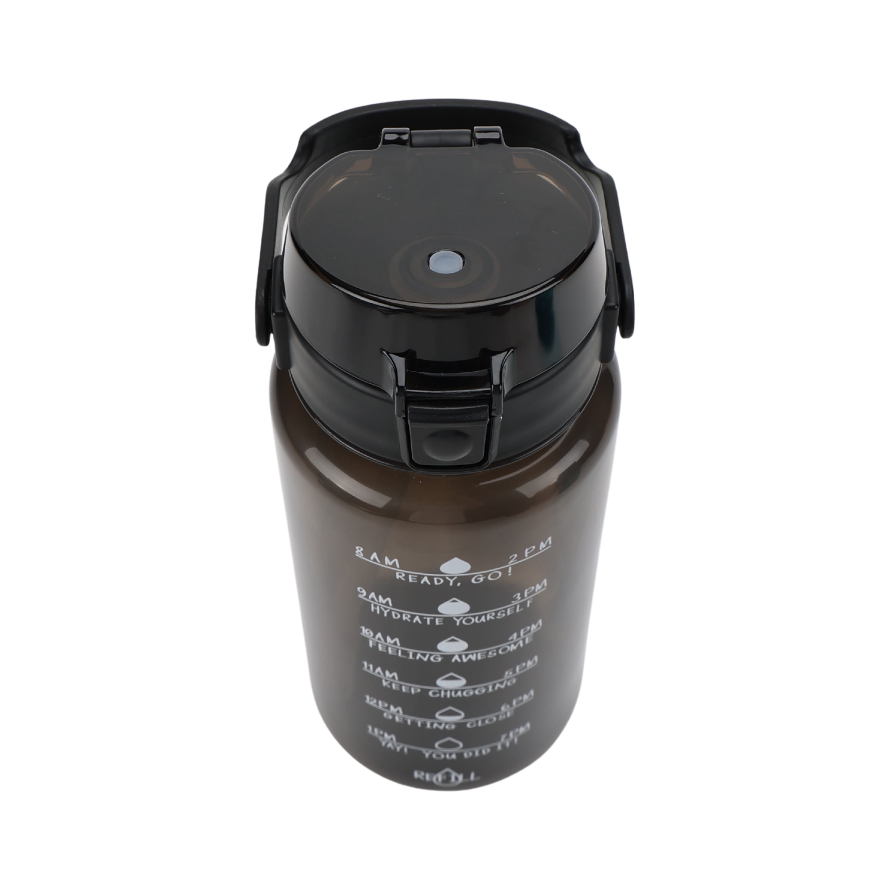 Mainstays 48 oz Black Plastic Water Bottle with Handle and Built-In Phone Holder