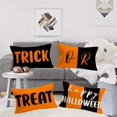 thumbnail image 4 of Happy Halloween Trick or Treat Lumbar Pillow Covers 12 x 20 Inch Set of 4 Halloween Decorations Black&Orange Cotton Linen Rectangular Throw Pillow Case Cushion Cover for Sofa Home, 4 of 6